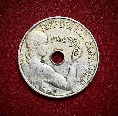 Moneda 25 Céntimos España 1934 Km 751 Republica Española (Usado)