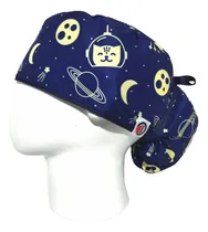 Comprar Gorro Quirúrgico Mujer + Lanyard Gato Espacial Azul