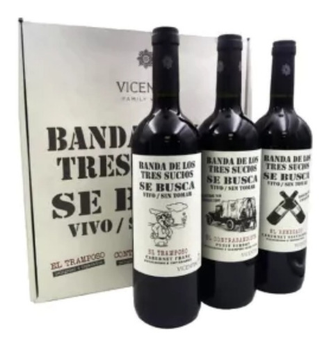 Combo Banda De Los Tres Sucios Estuche X3 Vinos - Gobar®