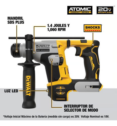 Rotomartillo 5/8 20v Max* Sds Plus Atomic Dewalt Dch172b-b3