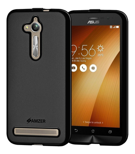 Protector Estuche Para Zenfone Go 2 Zb500kb Negro + Vidrio