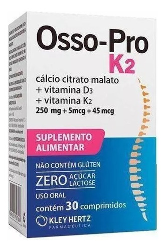 Kit 2 Suplemento Osso-pro K2 Cálcio E Vitamina D E K 30cps