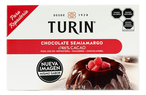 6kg Chocolate Turin Semiamargo Alta Reposteria Horne Alto