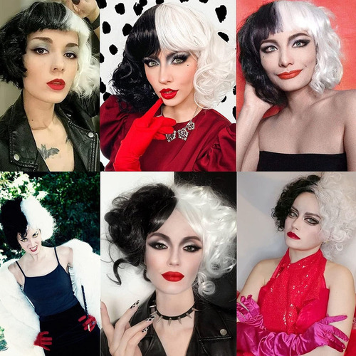 Para A. Peluca Peruca De Cosplay Cruella Devil Same
