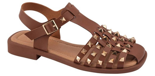 Sandalias Huaraches Mujer Casual Estoperoles Cognac M5001