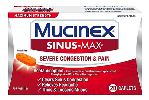 Descongestionante Nasal  Mucinex Sinus-max Cápsulas Para Ali