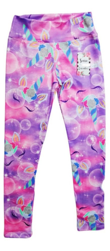 Calza Pantalón Unicornio Lycra Estampada Elastizada Niñas 