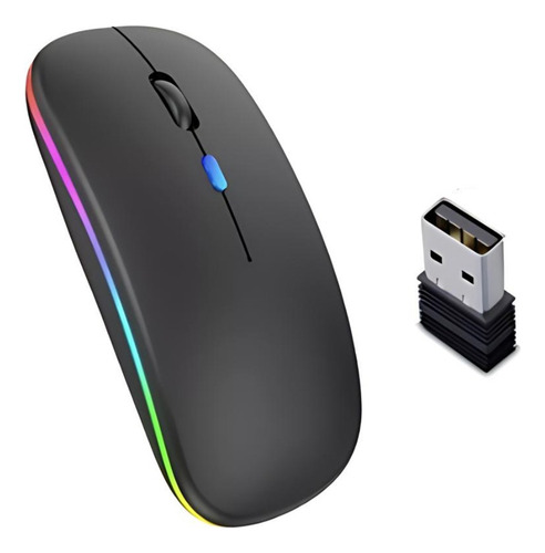Mouse Sem Fio Recarregável Optico Led Rgb + Mouse Pad