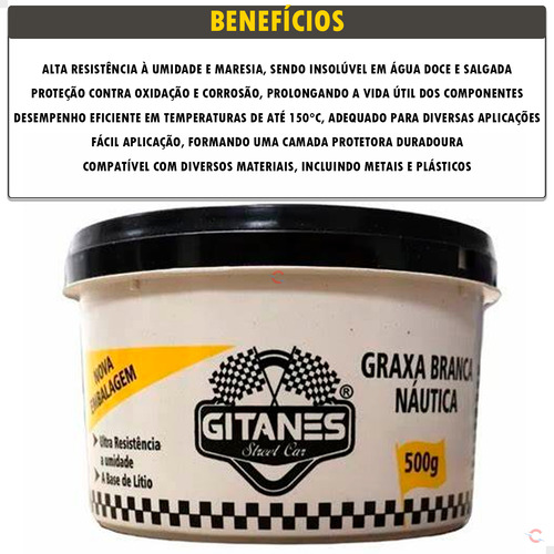 Graxa Branca Lítio Náutica Automotiva Moto Uso Geral Gitanes