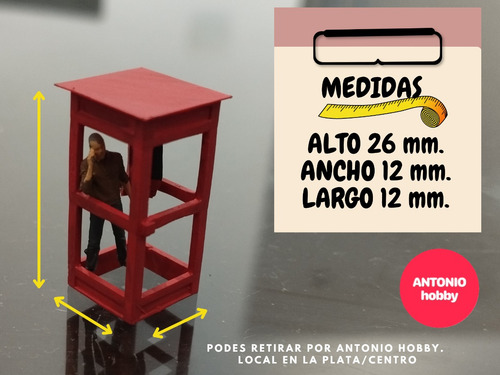 Cabina Telefono Esc Ho 1/87 Adorno Ferromodelismo Con Figura