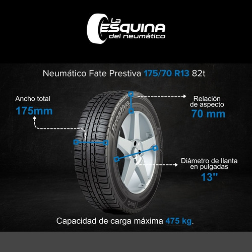 Imagen 2 de 7 de Combo X2 Neumáticos Fate 175/70 R13 Prestiva 82t