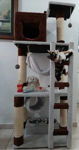 Gimnasios Rascadores  Para Gatos Con Platos Para La Comida