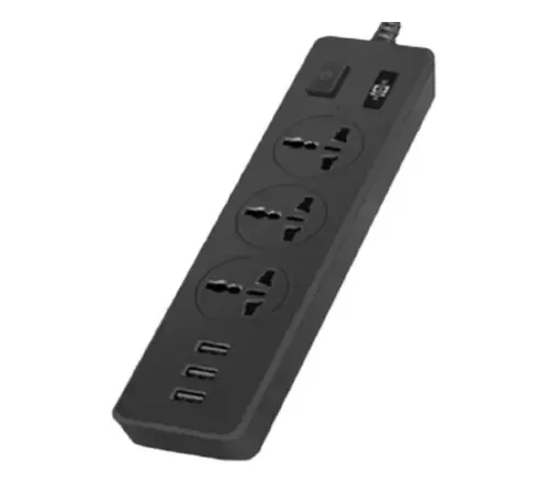 Regleta Universal Retráctil VNDGEOUH – 3 Tomas + 3 USB, Cable De 2.8m, Ideal Para Viajes
