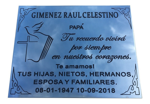 Imagen 7 de 10 de Placa Recordatoria Cementerio + 2 Floreros Acero Inoxidable.