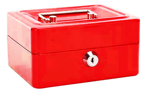 Caja Fuerte Metálica Dinero + Llave Seguridad 15x12cm Rojo