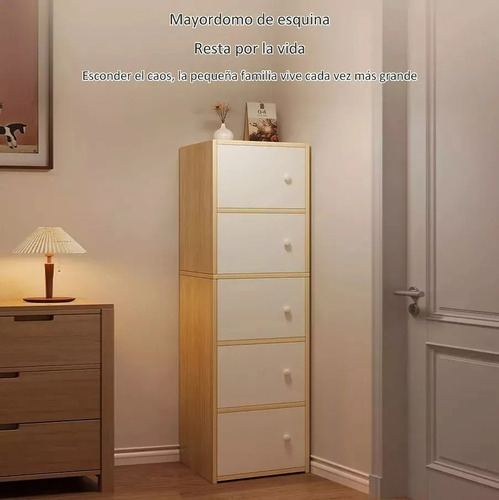 Guardarropa Minimalista De Madera Con 5 Niveles Y Puertas Roble Blanco Cepillado Blanco