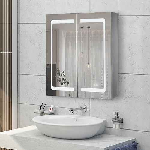 Espejo Para Baño Botiquin Con Luz De Acero Inoxidable