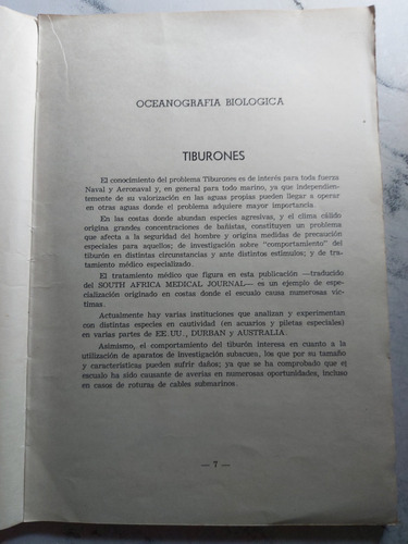 Tiburones En El Mar Argentino. Secretaria De Marina. Ian 632 (Usado)