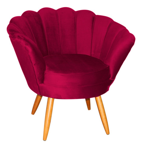 Poltrona Decorativa Pétala Veludo Vermelho Penteadeira