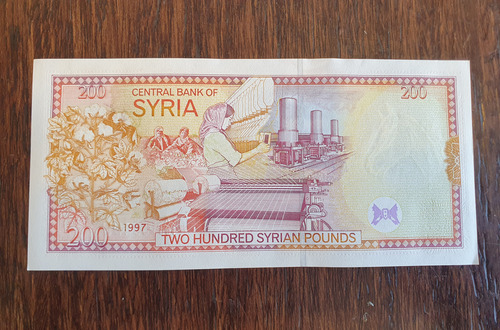 Billete De Coleccion 200 Libras Syria 1997 Sin Circular Unc