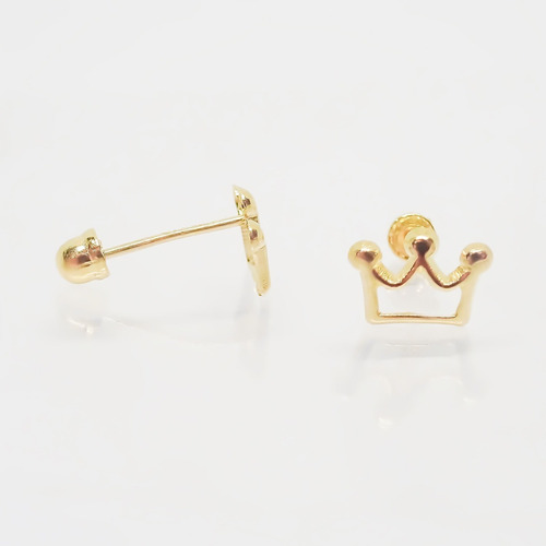 Amor Eterno - Broqueles Aretes / Corona Silueta / Oro 10k