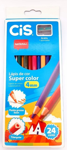 Lápis De Cor Super Color 4mm Nataraj Cis Triangular 24 Cores