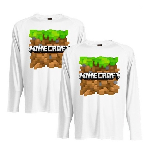 Envió Gratis 2 Camisetas Manga Larga Niño Minecraft