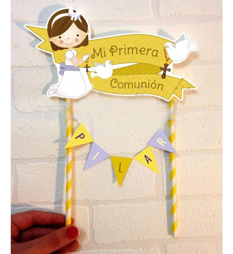 Topper Para Tortas Comunion Personalizados Adorno Torta