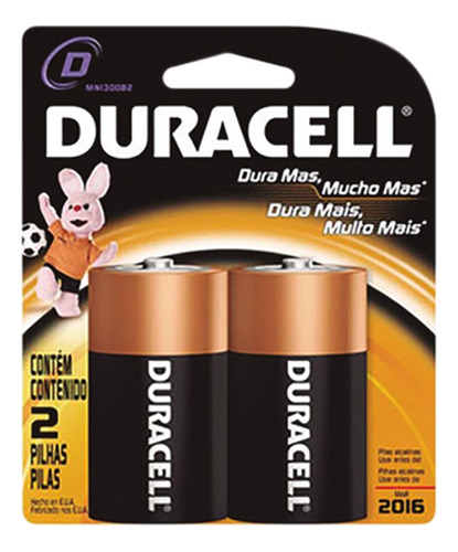 Pilha Alcalina Duracell Grande D C/2