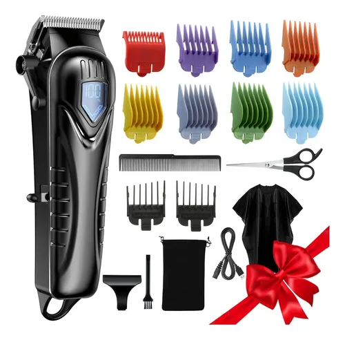 Máquina De Cortar Cabelo Profissional Sem Fio, Com Usb Recarregável, Com Indicador Led, Conjunto De 10 Pentes, Barbear Elétricas, Preto
