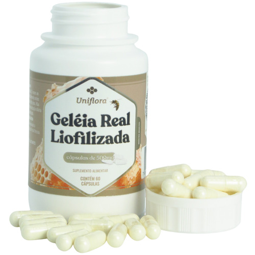 Geleia Real Liofilizada Com 60 Cápsulas de 500mg - Uniflora