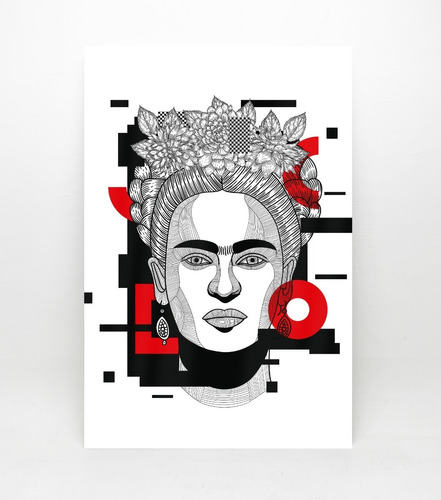 Cuadro Decorativo Moderno Frida Kahlo Hd Sala Comedor Oficin Color Gris