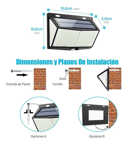Imagen 7 de 7 de Lámpara Solar Con Sensor De Movimiento 288 Leds 2 Piezas