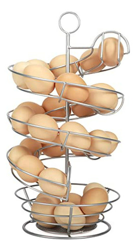 Soporte De Huevos De Metal Plateado Con Almacenamiento