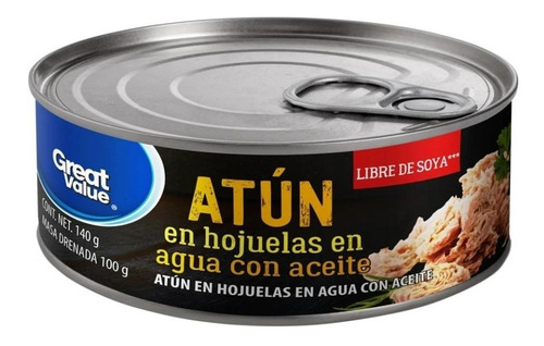 Atún Great Value En Agua Con Aceite 140 Gr C/u