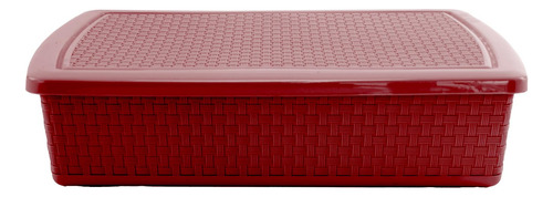Set De 3 Cestas Plásticas Rectangulares 12 Litros Color Vino