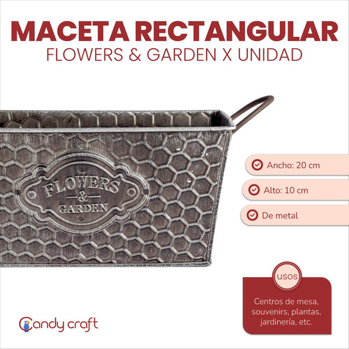 Maceta Rectangular 20x10cm Flowers & Garden Centro De Mesa