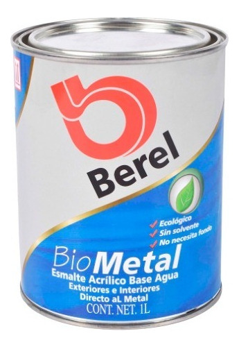 Berel Bio Metal Acrílico Base Agua Ecológico Sin Olores 1 L