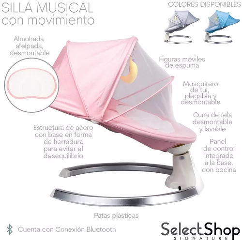 Mecedora Electrica Para Bebe Moises Cuna Columpio Mosquitero Color Rosa