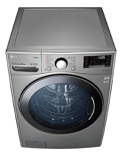 Lavadora de carga frontal LG 22 kg WM22vv2s6br em aço inoxidável cinza