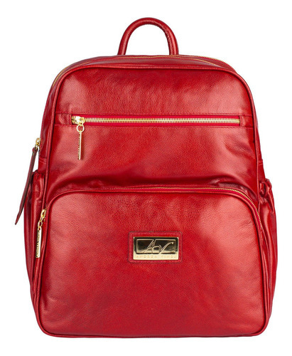 Mochila Feminina Grande Em Couro Liso Zooey Cor Vermelho