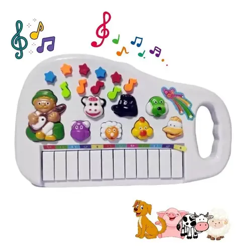 Piano Infantil Teclado Musical Para Criança Som Animais Bebê Cor Bra