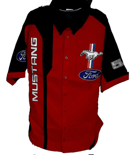 Camisa Mustang Escuderia Ford Carreras Hombre Roja Mediana