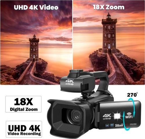 Videocámara Lierhyt 4k Con Zoom Digital De 18x, Cámara Vlogg