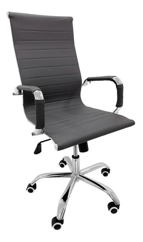 Silla de escritorio TodaTuCasa ejecutivo ergonómica  gris con tapizado de cuero sintético