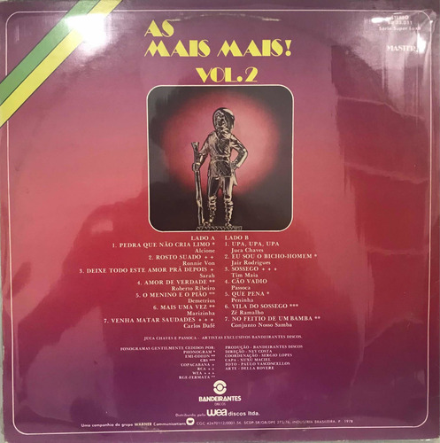 Lp As Mais Mais Vol 2 Tim Maia Peninha Zé Ramalho 1978 - Mv (Usado)
