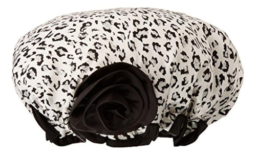 Gorro De Ducha Satinado Elegante Kella Milla, Leopardo Negro