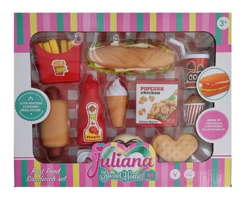 Imagen 1 de 3 de Juliana Set De Comida Fast Food Sandwich Set Art 044