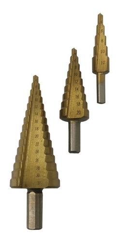 Set Kit Mecha Escalonada Conica Titanio Taladro Metal Barovo