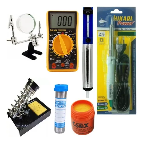 comprar 4204 Kit Solda Hikari Multimetro Pasta Ferro Lupa 3x Sugad